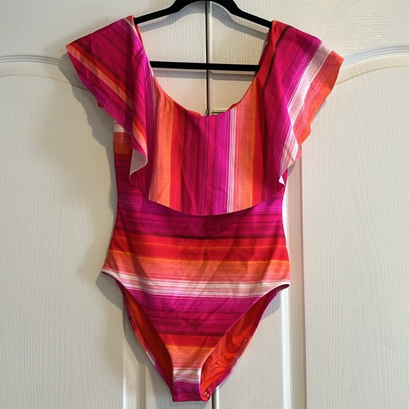 Trina Turk off the shoulder one piece suit. - Picture 3 of 4